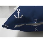 Çift Taraflı Lacivert Zemin Üzerinde Modern Pusula Desenli Dijital Baskılı Modern Süet Yastık Kılıfı Realhomes