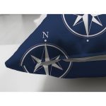 Çift Taraflı Lacivert Zemin Üzerinde Modern Pusula Desenli Dijital Baskılı Modern Süet Yastık Kılıfı Realhomes