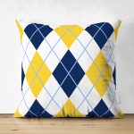 Çift Taraflı Beyaz Zemin Üzerinde Baklava Desenli Dijital Baskılı Modern Süet Yastık Kırlent Kılıfı Realhomes