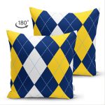 Çift Taraflı Beyaz Zemin Üzerinde Baklava Desenli Dijital Baskılı Modern Süet Yastık Kırlent Kılıfı Realhomes