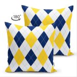 Çift Taraflı Beyaz Zemin Üzerinde Baklava Desenli Dijital Baskılı Modern Süet Yastık Kırlent Kılıfı Realhomes