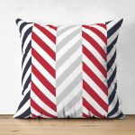 Çift Taraflı Beyaz Zemin Üzerinde Geometrik Çizimli Zigzag Desenli Süet Yastık Kırlent Kılıfı Realhomes