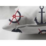 Çift Taraflı Beyaz Zeminli Renkli Çapa Desenli Dijital Baskılı Modern Süet Yastık Kırlent Kılıfı Realhomes