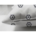 Çift Taraflı Beyaz Zemin Üzerinde Dümen Desenli Dijital Baskılı Modern Süet Yastık Kırlent Kılıfı Realhomes