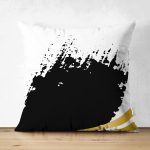 Çift Taraflı Beyaz Zemin Üzerinde Gold Detaylı Geometrik Çizim Modern Süet Yastık Kırlent Kılıfı Realhomes