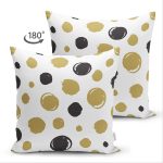 Çift Taraflı Beyaz Zemin Üzerinde Renkli Geometrik Desenli Dijital Baskılı Modern Süet Yastık Kılıfı Realhomes