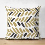 Çift Taraflı Beyaz Zemin Üzerinde Renkli Geometrik Çizimli Dijital Baskılı Modern Süet Yastık Kılıfı Realhomes