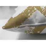 Çift Taraflı Beyaz Zemin Üzerinde Gold Renkli Geometrik Çizimli Modern Süet Yastık Kırlent Kılıfı Realhomes