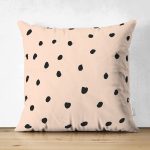 Çift Taraflı Renkli Zemin Üzerinde Siyah Geometrik Çizimli Dijital Baskılı Modern Süet Yastık Kılıfı Realhomes