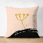 - Suet-K-7673-Gorsel1 - Realhomes Çift Taraflı Pastel Zemin Üzerinde Gold Detaylı Yaprak Desenli Modern Süet Yastık Kırlent Kılıfı Realhomes