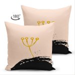 - Suet-K-7673-Gorsel2 - Realhomes Çift Taraflı Pastel Zemin Üzerinde Gold Detaylı Yaprak Desenli Modern Süet Yastık Kırlent Kılıfı Realhomes