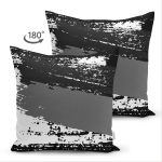 - Suet-K-7674-Gorsel2 - Realhomes  Çift Taraflı Beyaz Zemin Üzerinde Soyut Çizim Dijital Baskılı Modern Süet Yastık Kırlent Kılıfı Realhomes