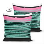 Çift Taraflı Siyah Zemin Üzerinde Renkli Geometrik Soyut Çizimli Süet Yastık Kırlent Kılıfı Realhomes