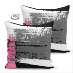 Çift Taraflı Beyaz Zeminli Renkli Soyut Çizim Dijital Baskılı Modern Süet Yastık Kırlent Kılıfı Realhomes