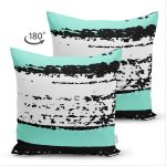 Çift Taraflı Beyaz Zeminli Renkli Soyut Çizim Dijital Baskılı Modern Süet Yastık Kırlent Kılıfı Realhomes