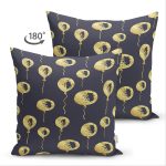 - Suet-K-7691-Gorsel2 - Realhomes Çift Taraflı Siyah Zemin Üzerinde Gold Detaylı Balon Çizimli Modern Süet Yastık Kırlent Kılıfı Realhomes