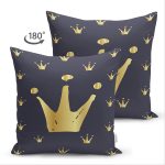 - Suet-K-7694-Gorsel2 - Realhomes Çift Taraflı Siyaz Zemin Üzerinde Gold Detaylı Taç Desenli Dijital Baskılı Modern Süet Yastık Kılıfı Realhomes