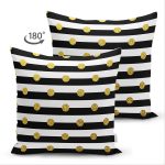 - Suet-K-7698-Gorsel2 - Realhomes Çift Taraflı Beyaz Zeminli Gold Detaylı Puantiye Dijital Baskılı Modern Süet Yastık Kırlent Kılıfı Realhomes