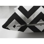 Çift Taraflı Beyaz Zemin Üzerinde Gold Detaylı Siyah Zigzag Modern Süet Yastık Kırlent Kılıfı Realhomes