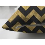 Çift Taraflı Gold Zeminli Siyah Zigzag Desenli Dijital Baskılı Modern Süet Yastık Kırlent Kılıfı Realhomes