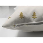 Çift Taraflı Beyaz Zemin Üzerinde Gold Renkli Çam Ağacı Desenli Modern Süet Yastık Kırlent Kılıfı Realhomes