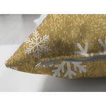 Çift Taraflı Gold Zemin Üzerinde Beyaz Renkli Kartanesi Desenli Modern Süet Yastık Kırlent Kılıfı Realhomes