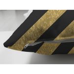 Çift Taraflı Gold Zeminli Siyah Geometrik Desenli Dijital Baskılı Modern Süet Yastık Kırlent Kılıfı Realhomes