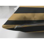 Çift Taraflı Gold Zemin Üzerinde Siyah Çizgili Dijital Baskılı Modern Süet Yastık Kırlent Kılıfı Realhomes