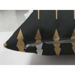 Çift Taraflı Siyah Zemin Üzerinde Gold Detaylı Çamağacı Desenli Modern Süet Yastık Kırlent Kılıfı Realhomes