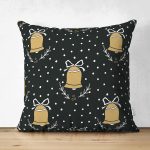 - Suet-K-7718-Gorsel1 - Realhomes Çift Taraflı Siyah Zeminli Gold Renkli Çan Desenli Dijital Baskılı Modern Süet Yastık Kırlent Kılıfı Realhomes