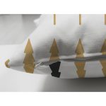 Çift Taraflı Beyaz Zemin Üzerinde Gold Detaylı Çamağacı Desenli Modern Süet Yastık Kırlent Kılıfı Realhomes