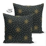 - Suet-K-7720-Gorsel2 - Realhomes Çift Taraflı Siyah Zemin Üzerinde Gold Renkli Kartanesi Desenli Modern Süet Yastık Kırlent Kılıfı Realhomes