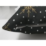 - Suet-K-7720-Gorsel3 - Realhomes Çift Taraflı Siyah Zemin Üzerinde Gold Renkli Kartanesi Desenli Modern Süet Yastık Kırlent Kılıfı Realhomes