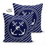 - Suet-K-7727-Gorsel2 - Realhomes Çift Taraflı Renkli Zemin Üzerinde Çapa Desenli Dijital Baskılı Modern Süet Yastık Kırlent Kılıfı Realhomes