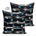 Çift Taraflı Siyah Zeminli Renkli Puantiyeli Dijital Baskılı Modern Süet Yastık Kırlent Kılıfı Realhomes