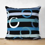 Çift Taraflı Siyah Zemin Üzerinde Renkli Geometrik Çizimli Dijital Baskılı Modern Süet Yastık Kılıfı Realhomes