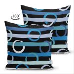 Çift Taraflı Siyah Zemin Üzerinde Renkli Geometrik Çizimli Dijital Baskılı Modern Süet Yastık Kılıfı Realhomes