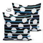 Çift Taraflı Siyah Zemin Üzerinde Beyaz Puantiyeli Dijital Baskılı Modern Süet Yastık Kırlent Kılıfı Realhomes