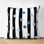 - Suet-K-7735-Gorsel1 - Realhomes Çift Taraflı Beyaz Zemin Üzerinde Geometrik Çizimli Renkli Puantiyeli Süet Yastık Kırlent Kılıfı Realhomes