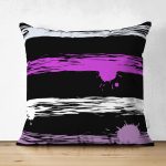 Çift Taraflı Siyah Zeminli Renkli Puantiyeli Dijital Baskılı Modern Süet Yastık Kırlent Kılıfı Realhomes