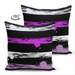 Çift Taraflı Siyah Zeminli Renkli Puantiyeli Dijital Baskılı Modern Süet Yastık Kırlent Kılıfı Realhomes