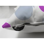 Çift Taraflı Beyaz Zeminli Renkli Yuvarlak Desenli Dijital Baskılı Modern Süet Yastık Kırlent Kılıfı Realhomes