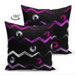 - Suet-K-7742-Gorsel2 - Realhomes Çift Taraflı Siyah Zeminli Renkli Zigzag Desenli Dijital Baskılı Modern Süet Yastık Kırlent Kılıfı Realhomes