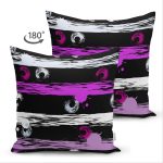 - Suet-K-7743-Gorsel2 - Realhomes Çift Taraflı Siyah Zemin Üzerinde Renkli Çizgi Zemin Desenli Modern Süet Yastık Kırlent Kılıfı Realhomes