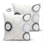 Çift Taraflı Beyaz Zemin Üzerinde Renkli Geometrik Şekilli Dijital Baskılı Modern Süet Yastık Kılıfı Realhomes