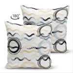 - Suet-K-7751-Gorsel2 - Realhomes Çift Taraflı Beyaz Zemin Üzerinde Renkli Geometrik Şekilli Dijital Baskılı Modern Süet Yastık Kılıfı Realhomes