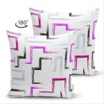 Çift Taraflı Beyaz Zeminli Renkli Modern Çizimli Dijital Baskılı Modern Süet Yastık Kırlent Kılıfı Realhomes