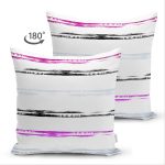 Çift Taraflı Beyaz Zeminli Renkli Soyut Çizim Dijital Baskılı Modern Süet Yastık Kırlent Kılıfı Realhomes