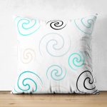 Çift Taraflı Beyaz Zemin Üzerinde Modern Çizgili Dijital Baskılı Modern Süet Yastık Kırlent Kılıfı Realhomes