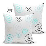 Çift Taraflı Beyaz Zemin Üzerinde Modern Çizgili Dijital Baskılı Modern Süet Yastık Kırlent Kılıfı Realhomes